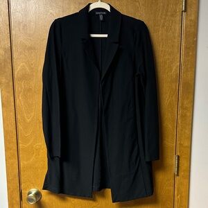 EILEEN FISHER. Open front long sleeve black blazer. Size S.